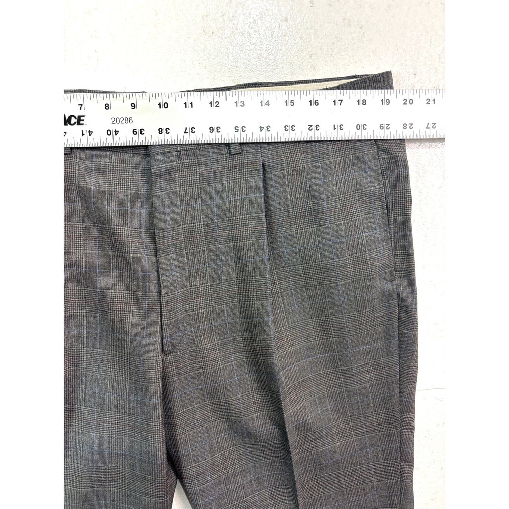 vtg 90s Andre Villard 44S 38x27 2pc Pant Suit Wool Gray Glen Plaid Pleated - Picture 14 of 16